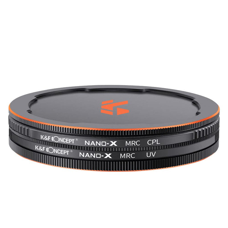 K&F Concept 55mm Circular Polarizers Filter & MC UV Protection Filter Kit (2 pcs) with Up & Down Lens Cap, 28 Multi-Layer Coatings HD CPL/UV Filter Set for Camera Lens (Nano-X Series)