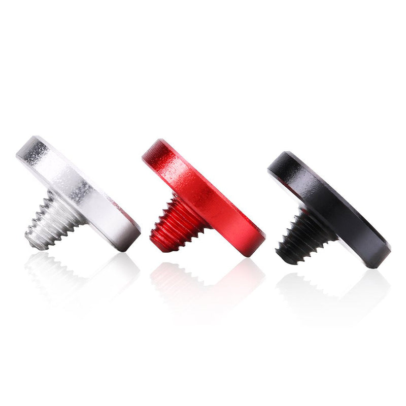 Tosuny 3PCS Camera Button, Aluminium Alloy Shutter Button with Concave Surface, Fits for Cameras with Screw Hole on The Shutter Release Button (Red Black Silver)