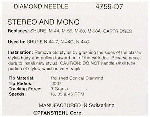 [AUSTRALIA] - BRAND NEW NEEDLE STYLUS turntable for Shure Model M 44-7 759-D7 4759-D7 