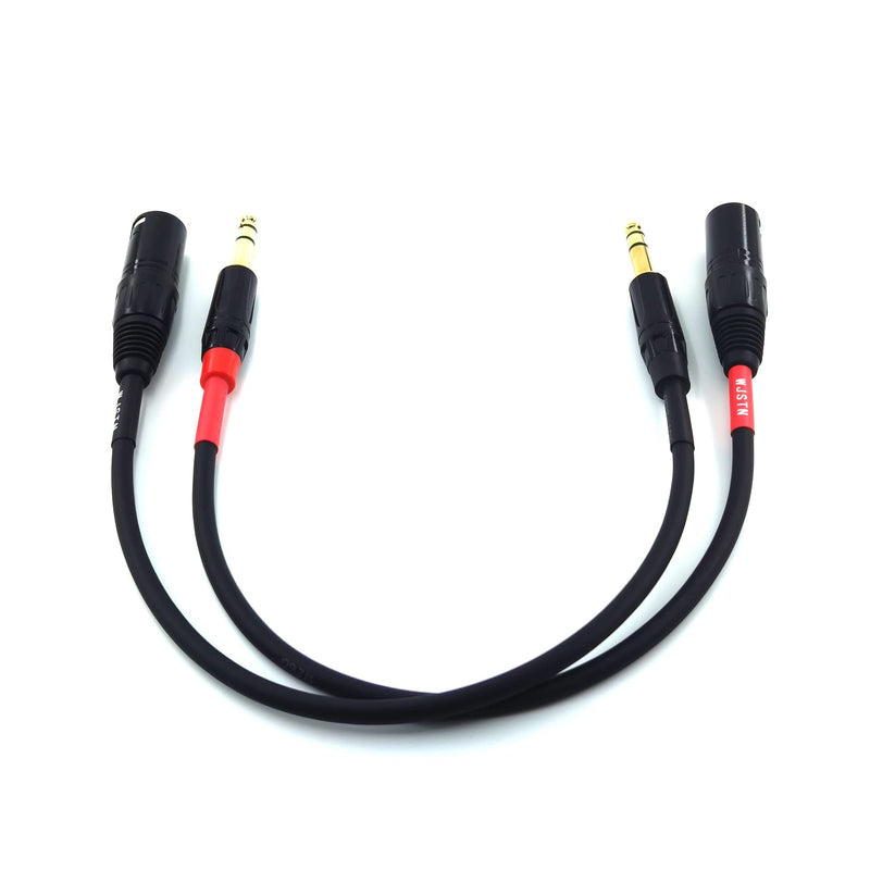 WJSTN-024 XLR to 1/4 TRS Stereo Adapter, 6.35mm Dual Channel to 3-pin XLR （Male）, XLR to 1/4 Stereo Balanced Microphone Stereo Unbalanced Audio Converter AdapterCable (1FT) 1FT
