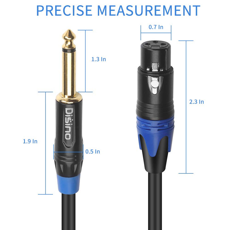 [AUSTRALIA] - DISINO Female XLR to 1/4 Inch (6.35mm) TS Mono Jack Microphone Cable, Unbalanced 3 Pin XLR Female to 1/4" TS Plug Interconnect Wire Mic Cord for Dynamic Microphone - 3.3 Feet/1 Meter 