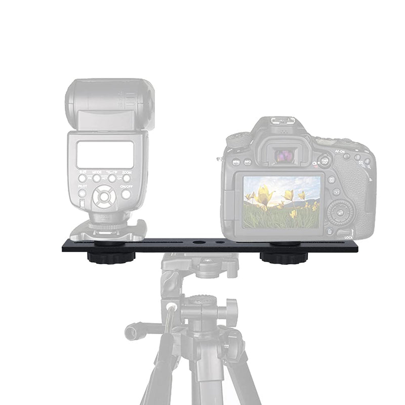 Zeetain 8"/20cm Dual Speedlite Camera Mount Tripod Bracket Flash Extension Bar,8" Dual Tripod Bracket for Camera,LED Video Light,DSLR Camera,Flash Light