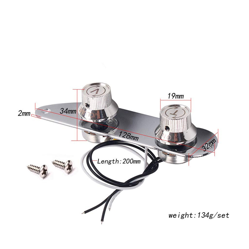 Alnicov Metal Prewired Guitar Control Plate Telecaster Control Plate For 51 P Bass Guitar,Chrome
