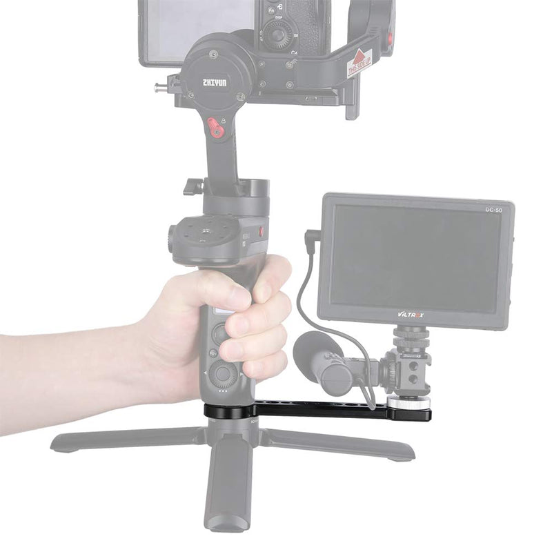 NICEYRIG Gimbal Extension Bracket with Cold Shoe Mount, Universal Tripod Monitor Mount for Zhiyun Weebill S/Lab, Crane Series, Ronin S/SC, Moza