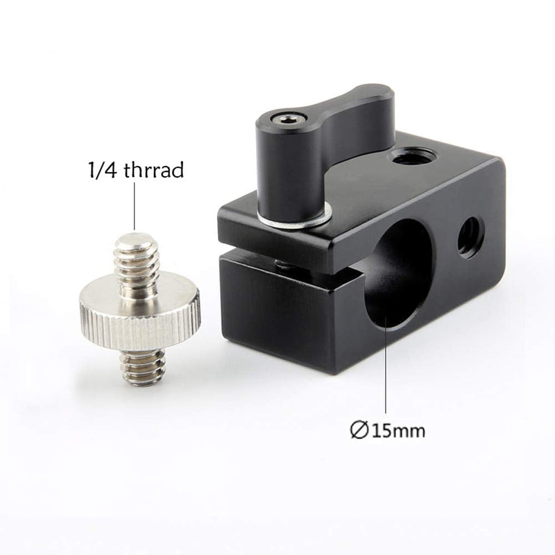 NICEYRIG Single Rod Clamp 15mm Rail Connector Adapter with 1/4 Screw for 15mm DSLR Rig