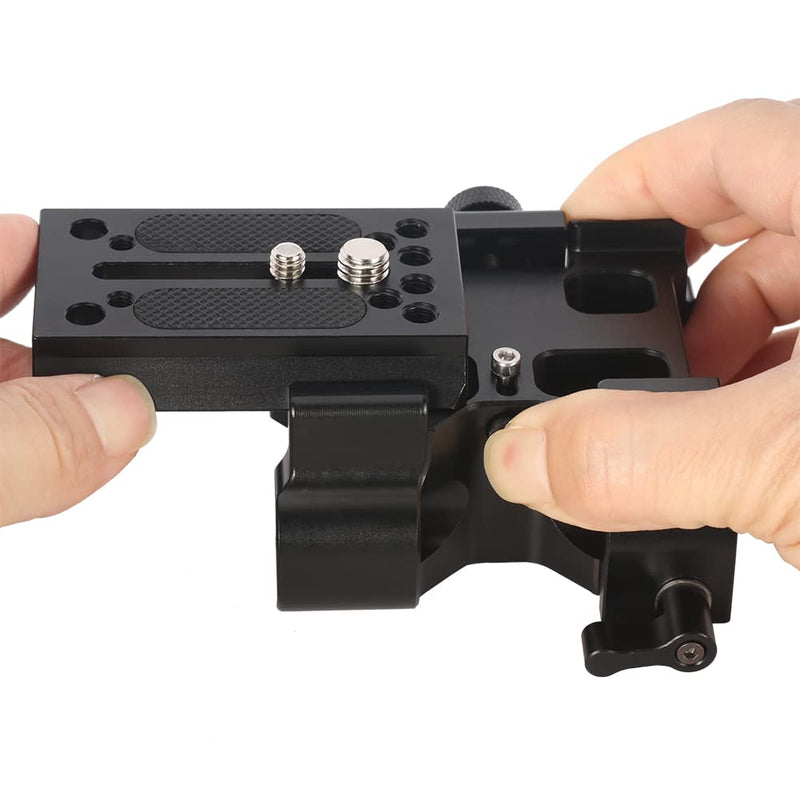 NICEYRIG Quick Release 15mm Rod Base Plate for Manfrotto 500/501/577/701, 2-in-1 Camera Tripod Baseplate - 493