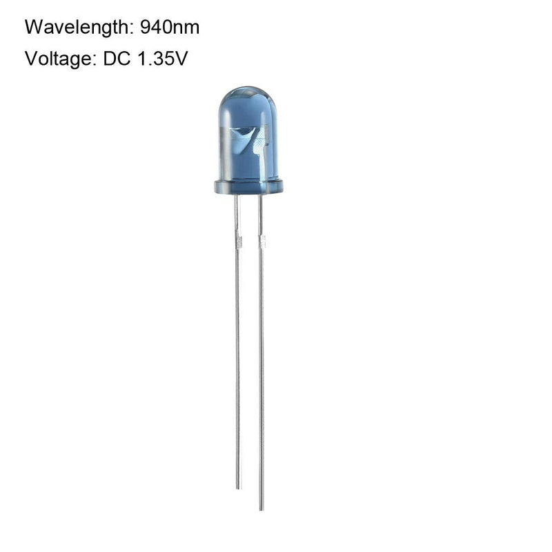 uxcell 30pcs 5mm 940nm Infrared Emitter Diode DC 1.35V LED IR Emitter Light Emitting Diodes Clear Blue Round Head TSAL6200