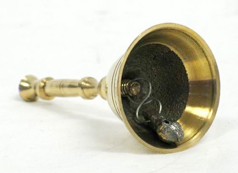 PARIJAT HANDICRAFT 3.5" Hand Held Service Bell 1.5 Inch Diameter - Polished Brass