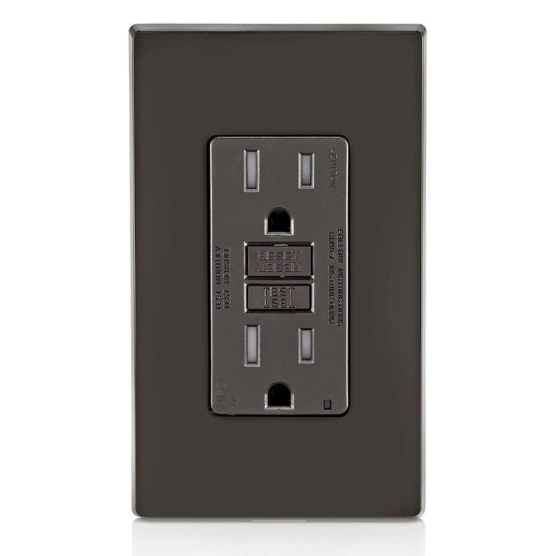 Leviton AFTR1 15-Amp, 120-Volt SmartlockPro Outlet Branch Circuit Arc-Fault Circuit Interrupter (AFCI) Receptacle, Wallplate Included, Brown