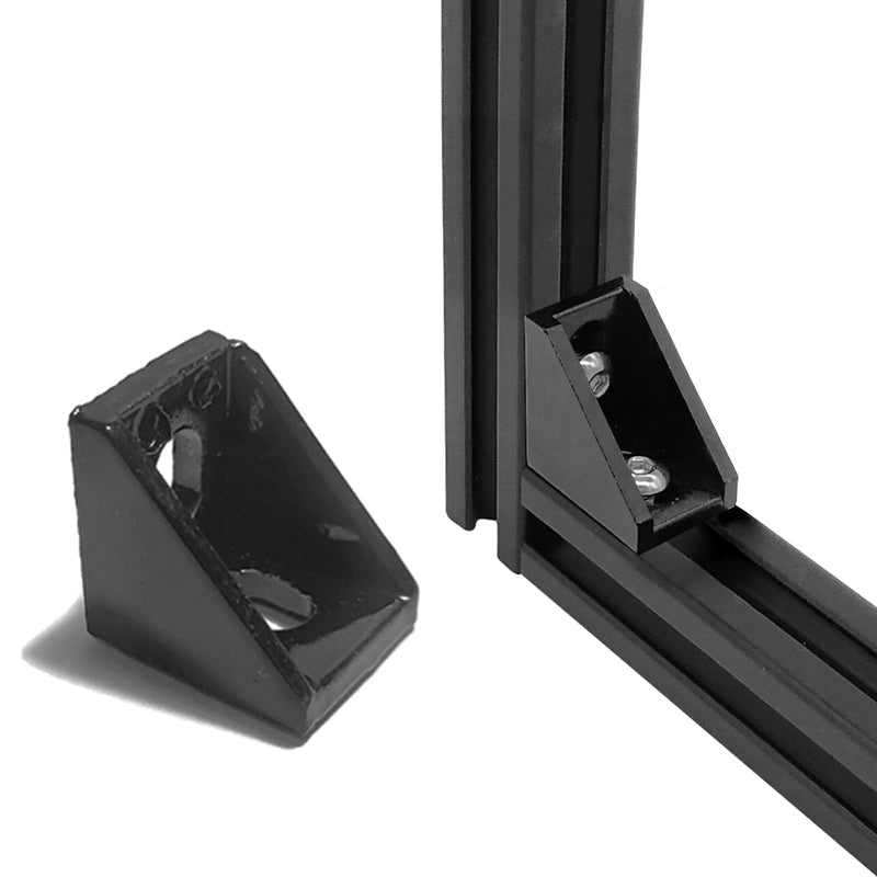 24 Sets Black 2020 Series Aluminum Extrusion Profile Connector Set,24 pcs Corner Brackets,with 48 pcs T-Nuts and Hex Screw Bolt for 6mm 20S T Slot Aluminum Profile Accessories ‎24Set Black with Screw Nut