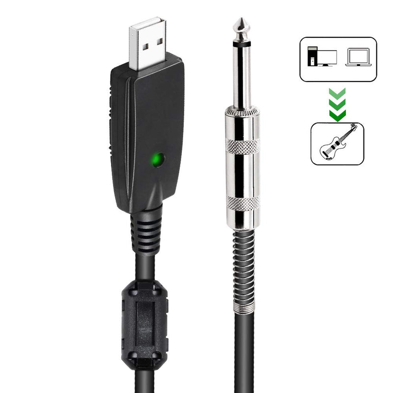 [AUSTRALIA] - USB Guitar Cable 10ft,Yeung Qee USB Interface Male to 6.35mm 1/4" Mono Male Electric Guitar Cable Audio Cable Connector Cords Adapter for Instruments Recording Singing (USB to 6.35 Cable) usb to 6.35 cable,10ft 