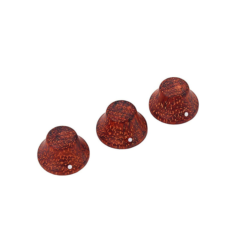 Alnicov Guitar Bass Top Hat Knobs,3-Pack Wood Knobs With Indicator Dot For Lp/Strat Style Guitar,Red Wood