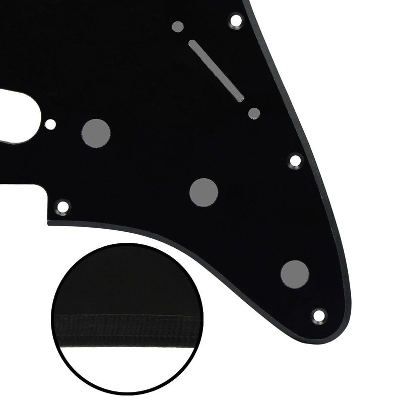 IKN 11 Hole Strat Pickguard Fit American/Mexican Standard Strat Modern Style Guitar Parts, 1Ply Black