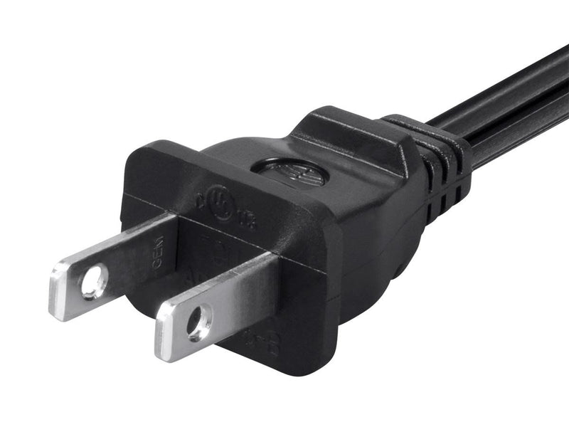 6ft 18AWG AC Power Cord Cable w/o Polarized, 10A (NEMA 1-15P to IEC-320-C7) 6 Feet