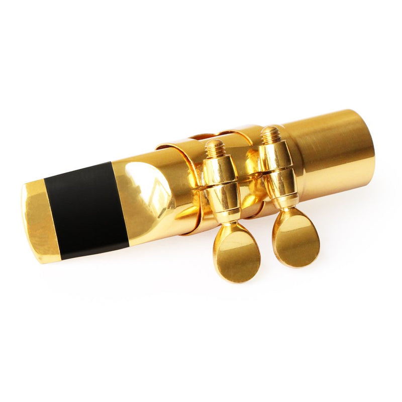 Aibay Metal Eb Alto Saxophone Mouthpiece + Cap + Ligature Size 7 Gold (7, Metal Gold)