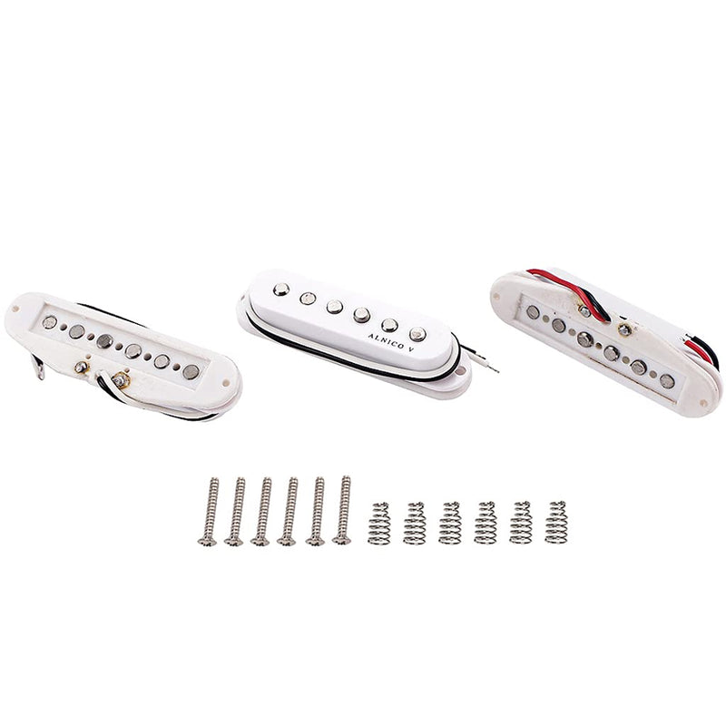 Alnicov 3PCS Guitar Single Coil Pickups,Neck Middle Bridge SSS Pickups Set for Strat ST Style Guitar Accessory(White)