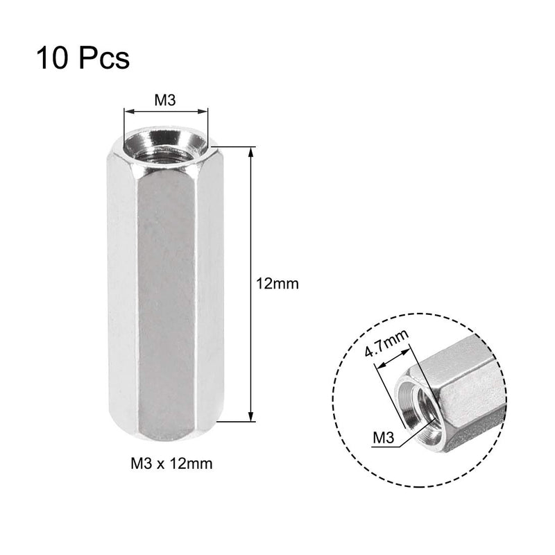 uxcell M3x12mm Female-Female Hex Nickel Plated PCB Motherboard Spacer Standoff for FPV Drone Quadcopter, Computer & Circuit Board 10pcs