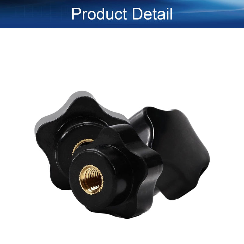 Bettomshin 8Pcs Star Knobs, M8(8mm) x 32mm Female Thread Clamping Handle, Hand Star Knobs, Metal Thread Nut Handle Knobs for Mechanical Equipment, Instrument Apparatus,Industry Equipment, Black 32mm;8PCS