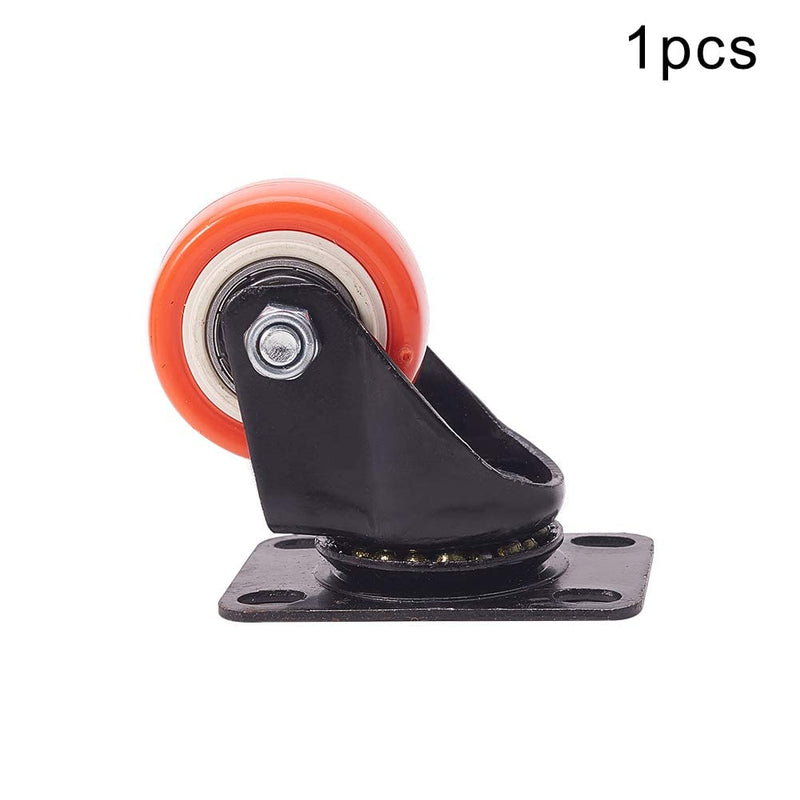 MroMax 1.5 Inch Swivel Caster Wheels PU 360 Degree Top Plate Mounted Caster Wheel Orange 77lb Capacity 4Pcs