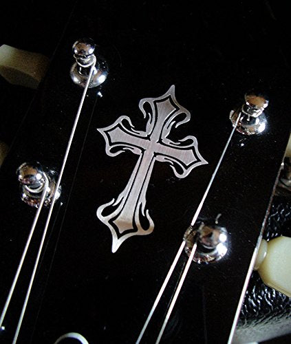 Metallic Tribal Cross (large and small) Set Inlay Sticker Decal Guitar & Bass