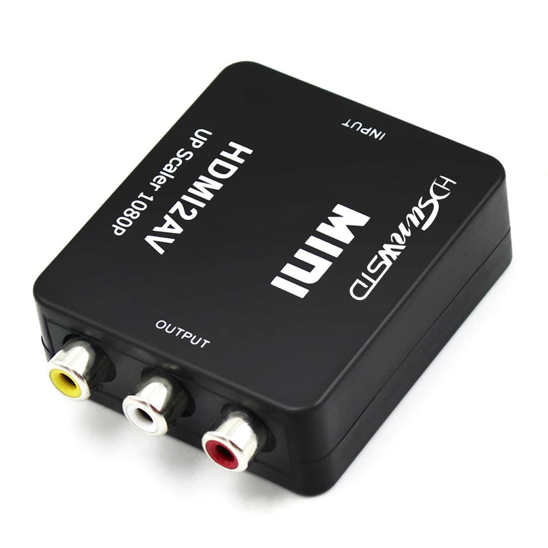 HDSUNWSTD HDMI to RCA 1080P HDMI to AV 3RCA CVBs Composite Video Audio Converter Adapter Supporting PAL/NTSC with USB Charge Cable-Black