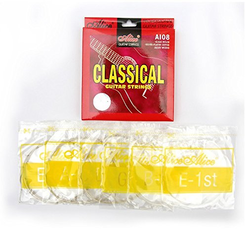 GOSONO Classical Guitar Strings Set 6-string Classic Guitar Clear Nylon Strings Silver Plated Copper Alloy Wound - A108