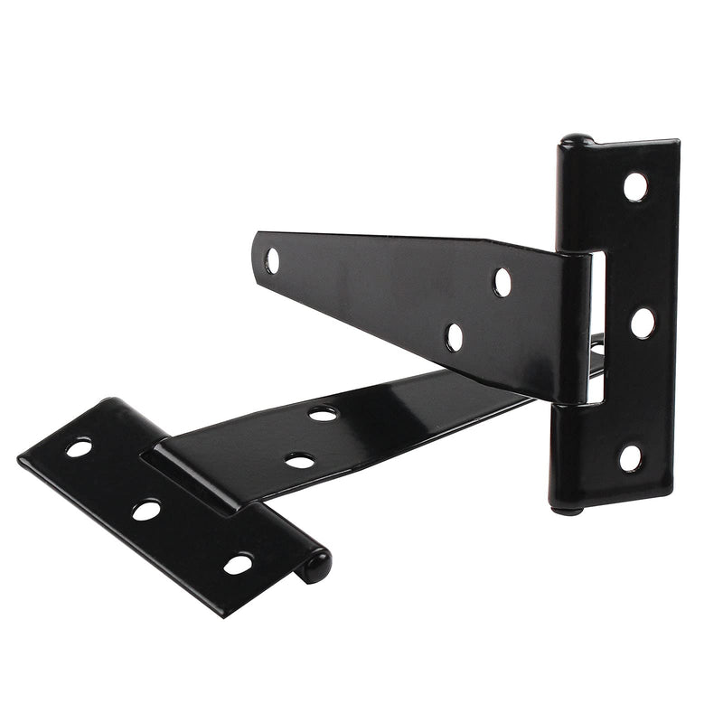 TamBee T-Strap Hinges Light Duty Barn Door Hinges Shed Door Hinges Rustic Hinges Gate Strap Hinge Door Barn Gates Hinges Black Wrought Hardware Iron Rustproof 6PCS (4inch) 4inch