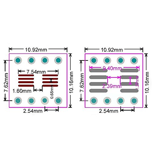JIUWU 50pcs 8 Pin Double Side Prototype PCB Printed Adapter Board SO MSOP TSSOP SOIC SOP8 to DIP8 Green