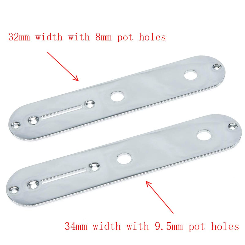 Dopro Import Spec Tele Guitar Control Plate for Telecaster Guitar Chrome 32mm width with 8mm pot holes