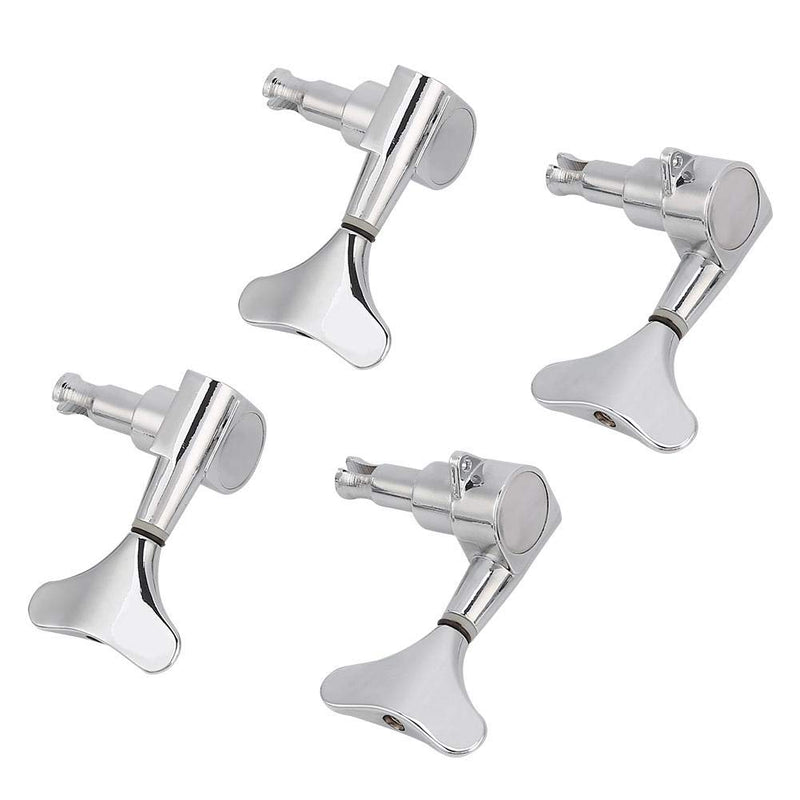 Dilwe Bass Guitar Tuning Peg, Fishtail-Shaped Button Sealed Machine Heads Bass Guitar Tuning Pegs 2L + 2R Upgrade DIY Guitar Parts Accessories Silver