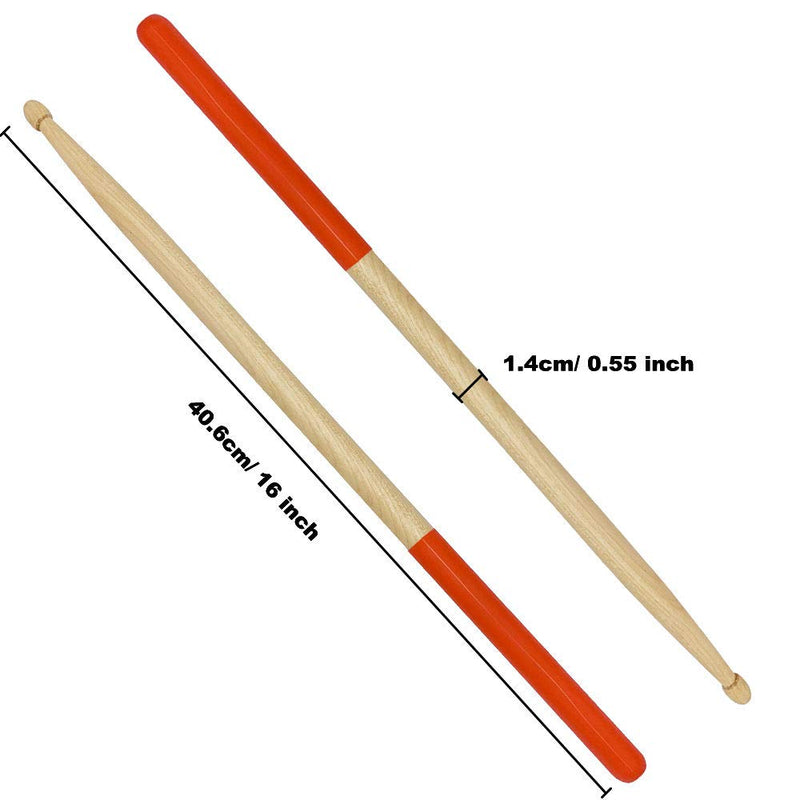 3 Pairs Drum Sticks with Non-Slip Rubber Handle, FutGlobal 5A Maple Drumsticks- Black, Red, Blue