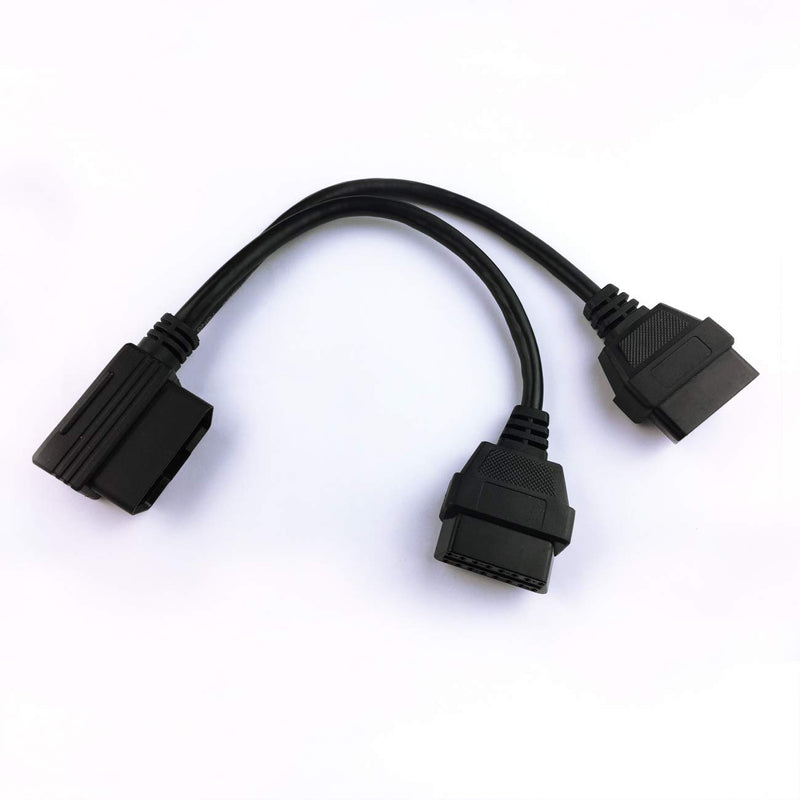 Angled J1962 OBD 2 Extension Splitter Y Cable 1pcs Male to Dual OBD II Female 16pin Connectors for Diagnostic Tool GPS Tracker