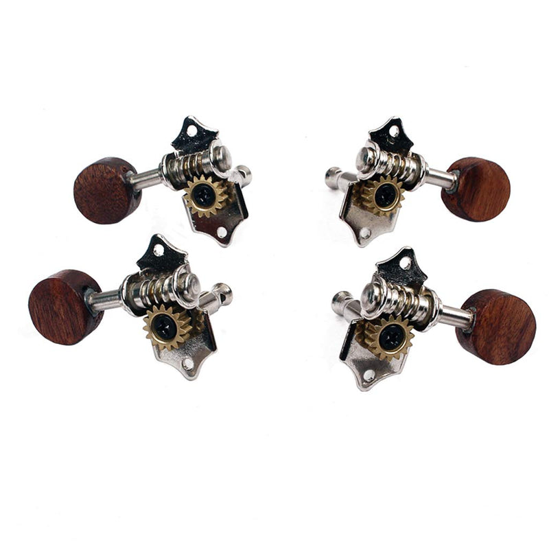 Alnicov Tuning Pegs Machine Heads 2R2L Tuners With Wooden Tuning Peg Button For Ukulele 4 String Guitar