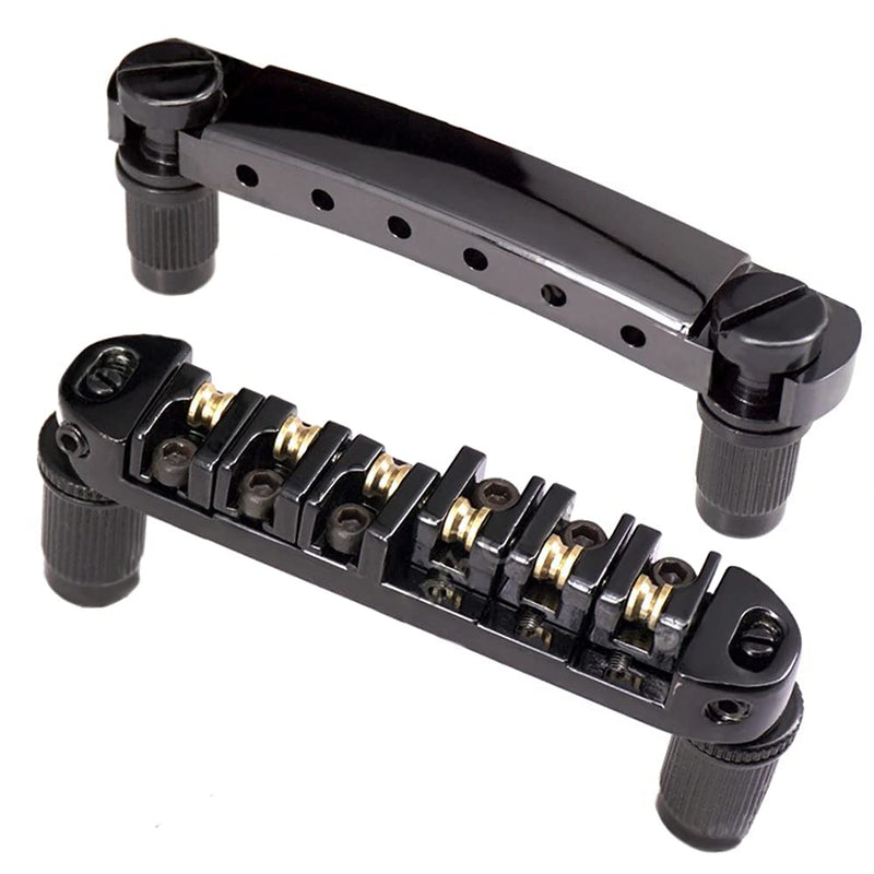 [AUSTRALIA] - JD.Moon Roller Saddle Bridge ABR-1 Tune-o-matic Bridge Tailpiece Bridge For Les Paul Guitar (Black) Black 