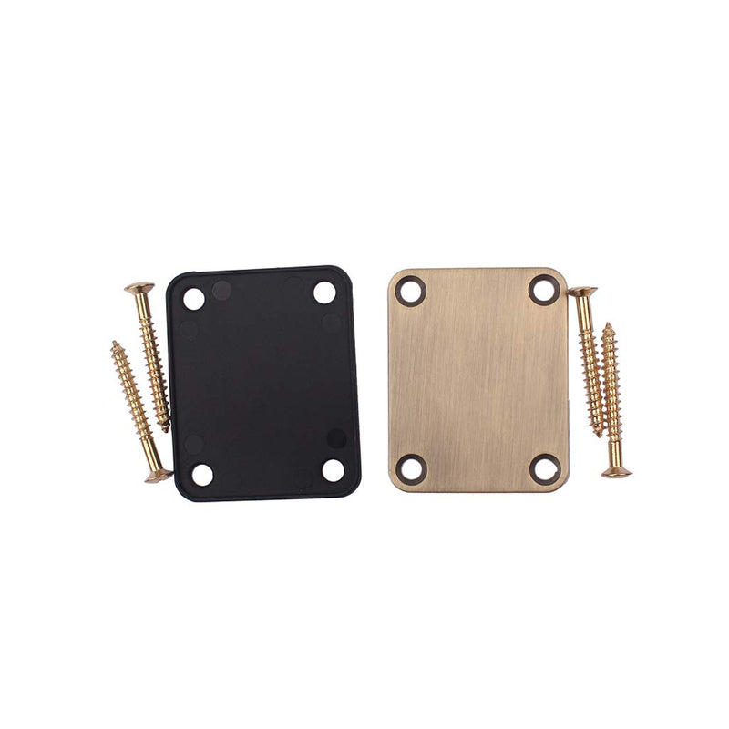 Alnicov Electric Guitar Neck Plate with 4 Screws For Strat Tele Style Electric Guitar Bass Brass