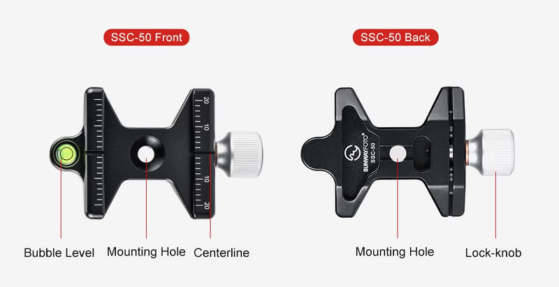 SUNWAYFOTO SSC-50 50mm Screw Knob Clamp Arca / RRS Compatible M6 6mm Socket Sunway