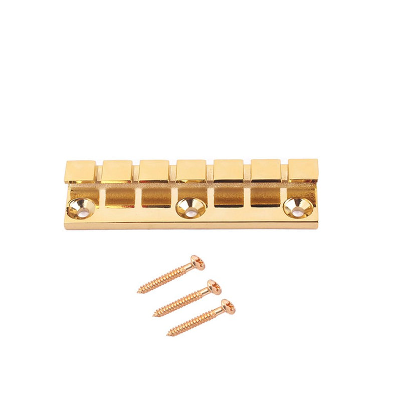 Alnicov 6 Strings Metal Fixed Hardtail Saddle Bridge for Electric Guitar Gold