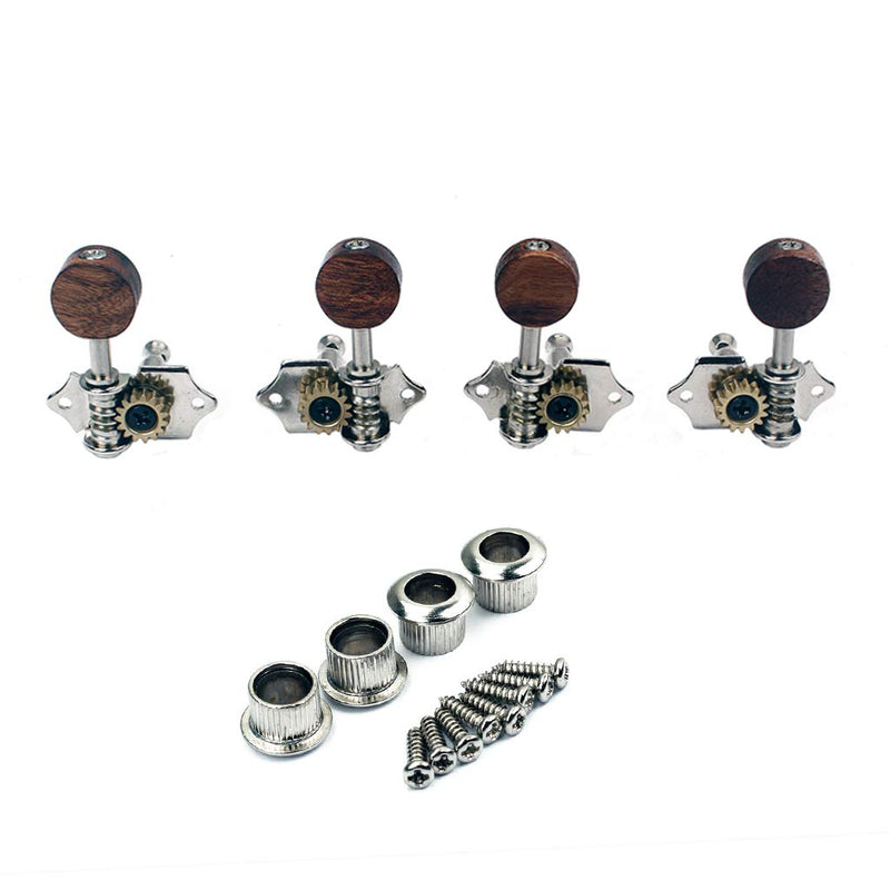 Alnicov Tuning Pegs Machine Heads 2R2L Tuners With Wooden Tuning Peg Button For Ukulele 4 String Guitar