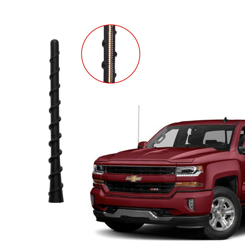 AMFRNE Short Flexible Radio Antenna for GM Truck 1999-2021, Fits for Chevy Silverado/GMC Sierra 1500 2500 3500 Pickup Replacement Antenna Rod, Car Wash Safe Proof, Black 7 Inch Rubber Spiral Mast