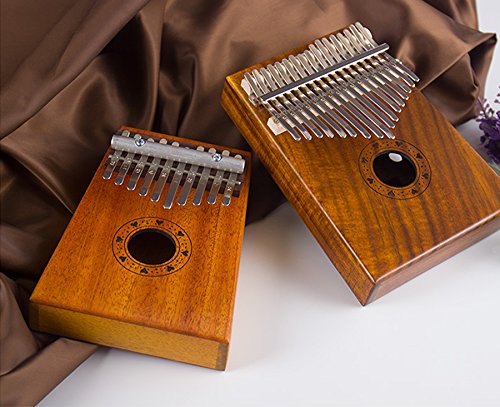 Kalimba 17 Keys Thumb Piano with Tune Hammer Fingertip Protectors and Polishing Cloth,Portable Music Instrument Solid KOA Wood. (KOA Wood-17 keys) KOA Wood-17 keys