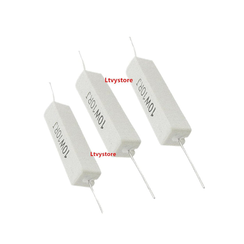 Cement Resistor,Ltvystore 30Packs 10W 10 Ohm 5% Axial Lead Wire Wound Fixed Ceramic Cement Resistors Flame Resistance 1.9" x 0.39" x 0.35"