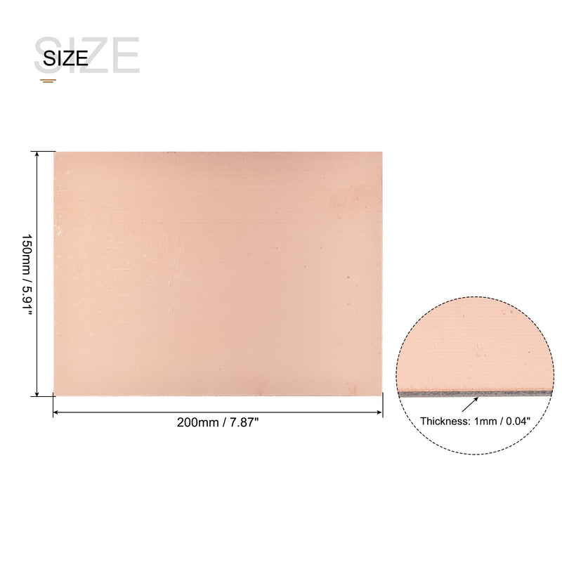MECCANIXITY PCB Copper Clad Board Laminate 200mm x 150mm x 1mm FR4 Glass Fiber Single-Sided for Circuit Projects, Pack of 2 200mmx150mmx1mm