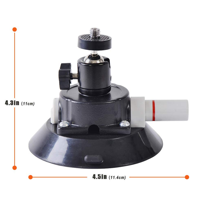 IMT 4.5" Car Camera Mounting Kit Pump Vacuum Suction Cup Mount, Professional Camcorder Vehicle Holder w/ 360° Panorama Ball Head and 180°, DSLR Camera Video Stabilizer Car Sucker Cup Holder 4.5"