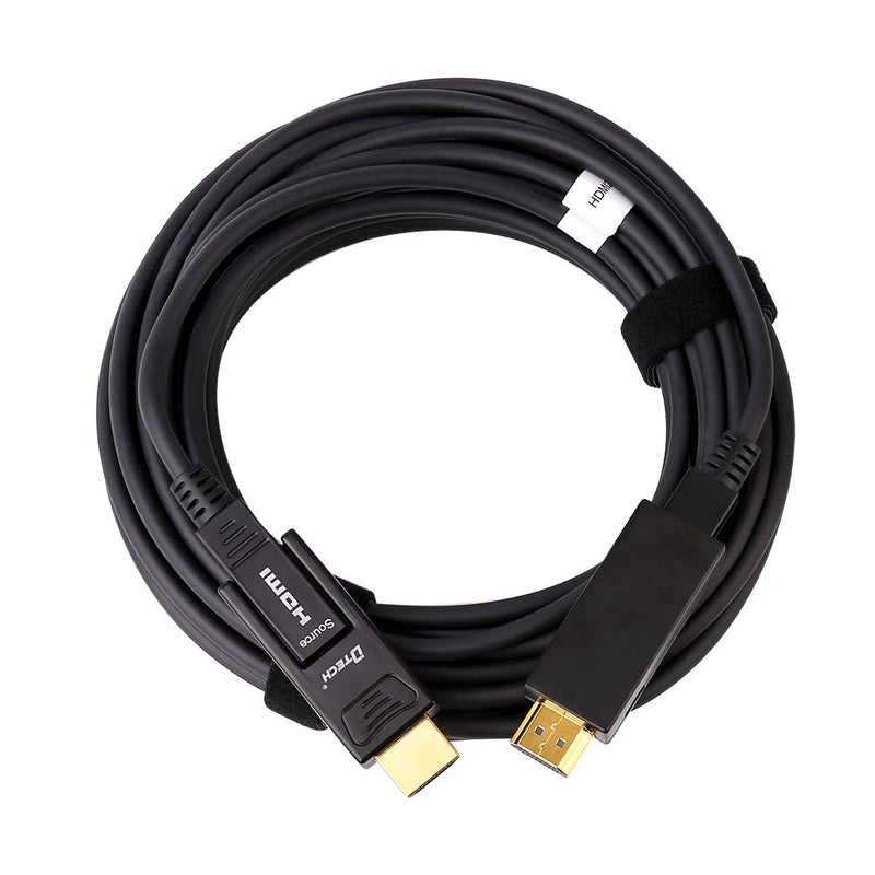 DTECH 25 Feet Fiber Optic HDMI Cable 4K 60Hz YUV 444 18Gbps High Speed Ultra HD with Dual Micro HDMI and Standard HDMI Connector (8 Meters, Black) 25ft