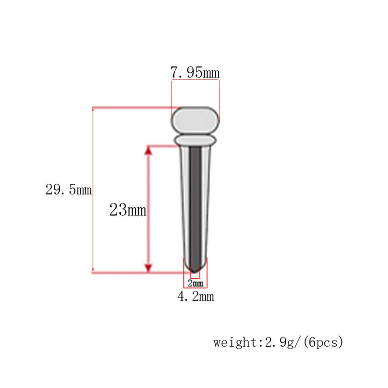 Alnicov Guitar Bridge Pins Rosewood Acoustic Guitar String Pegs Slotted Wooden Endpin Replacement Parts 6PCS