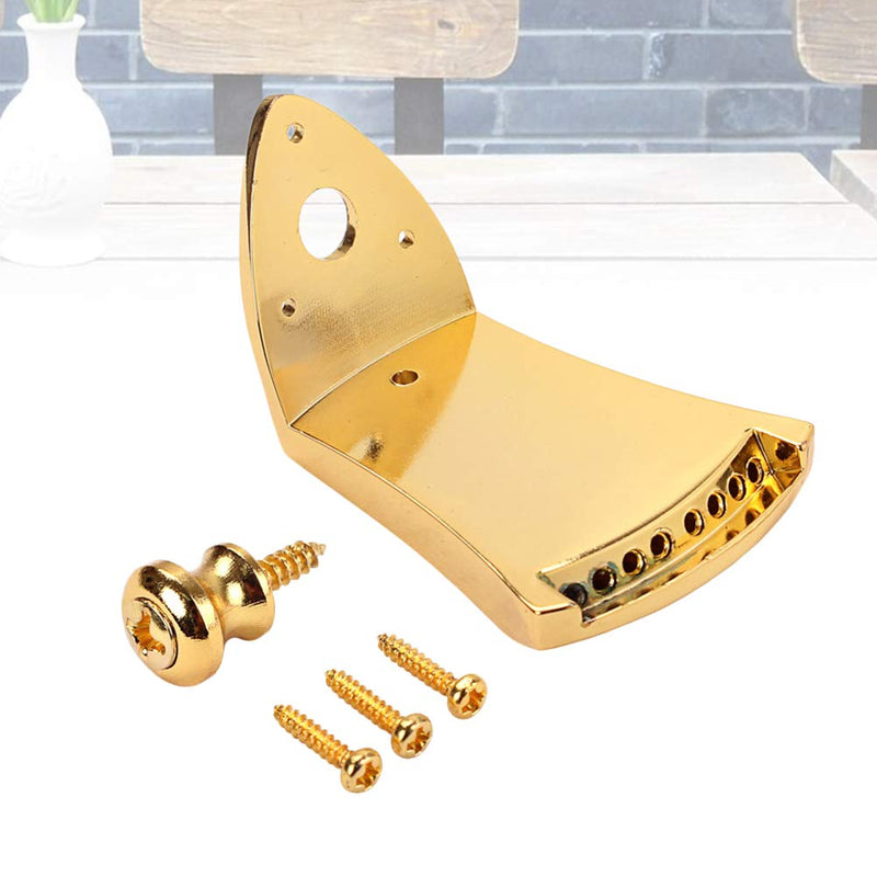 SUPVOX Metal Triangle Mandolin Tailpiece Parts for 8 String Arched Top Mandolin with Screws Guitar Strap Lock (Golden)