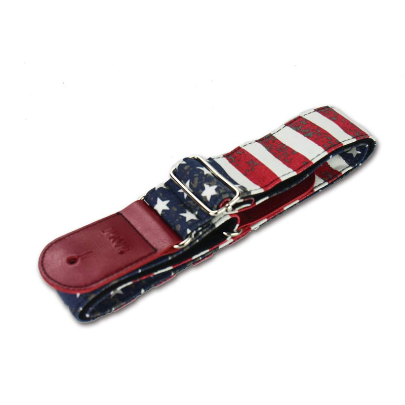 Guitar Strap,Qielizi Guitar Strap with Leather End Length Adjustable 2 Pick Holders & 2 Matching Picks For Electric Guitar, Acoustic Guitar and Bass - Unique Gift For Guitarist (1-American Flag) 1-American Flag