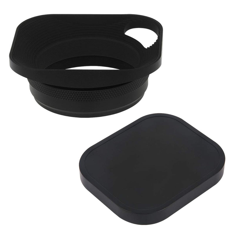 Haoge LH-E3P Square Metal Lens Hood Hollow Out Designed with 49mm Adapter Ring with Cap for Fujifilm Fuji FinePix X100 X100S X100T X70 X100F X100V Camera Replaces LH-X100 AR-X100 LH-X70 Black