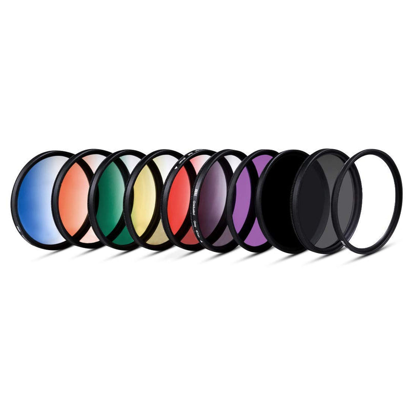 Gobe 37mm UV, Circular Polarizing, FLD, ND1000 + Graduated Orange, Blue, Grey, Red, Yellow, Green Lens Filter Kit (1Peak)