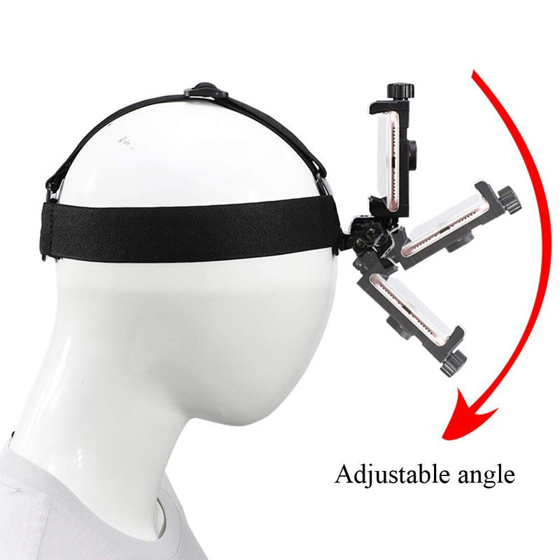 [AUSTRALIA] - Head-Mounted Mobile Phone Holder,First-Person View Video Outdoor Live Shooting Bracket with Phone Clip(4"-7") for iPhone Samsung Smartphones and GoPro Insta360 Sony DJI Action Camera Head Mount Strap 